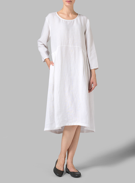 Linen Empire Waist Midi Dress