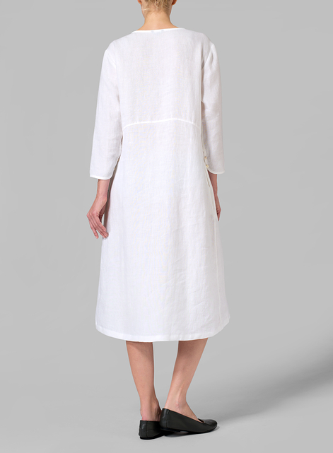 Linen Empire Waist Midi Dress