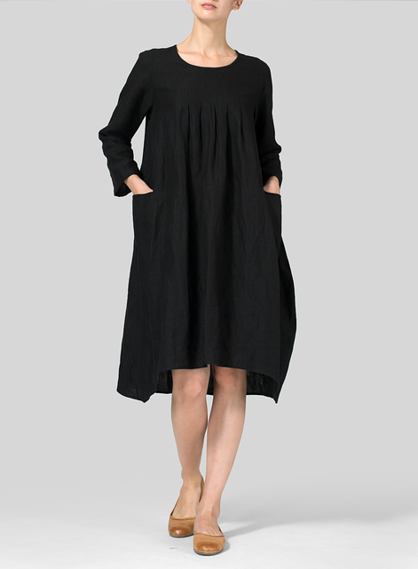 Linen High-Low Babydoll Dress