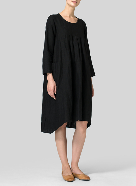 Linen High-Low Babydoll Dress
