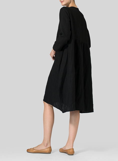 Linen High-Low Babydoll Dress