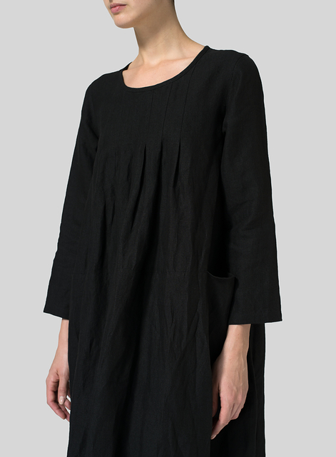 Linen High-Low Babydoll Dress