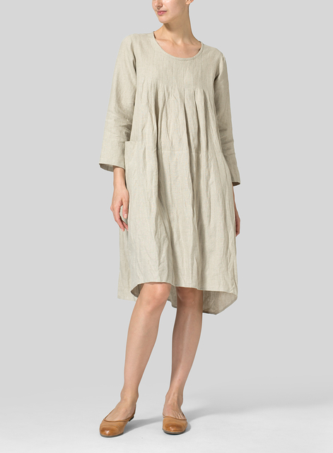 Linen High-Low Babydoll Dress