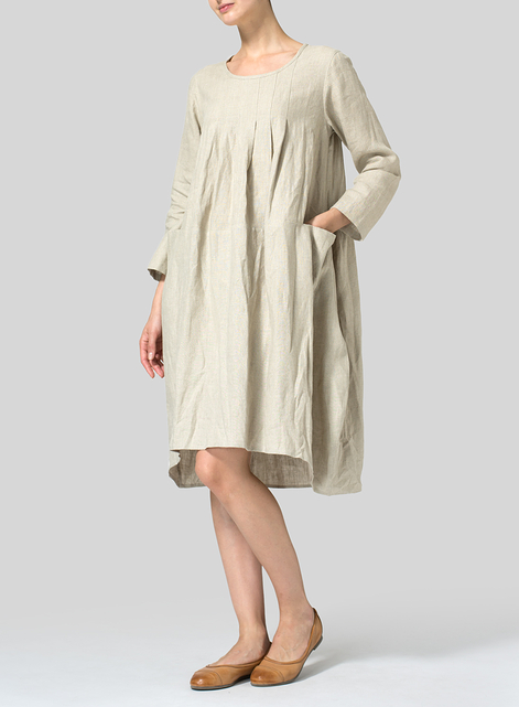 Linen High-Low Babydoll Dress