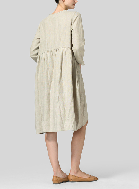 Linen High-Low Babydoll Dress
