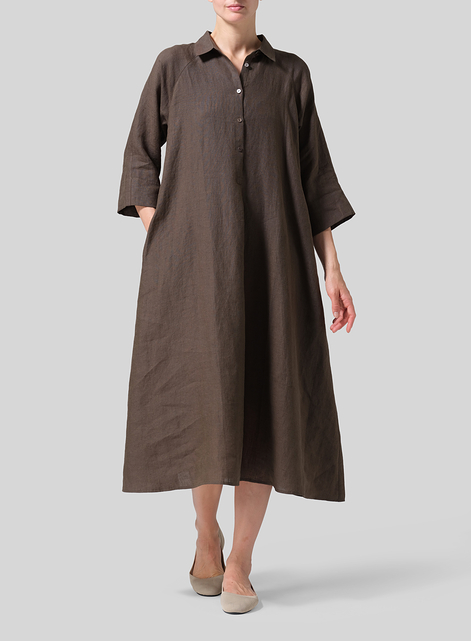 Linen A line Shirt Dress