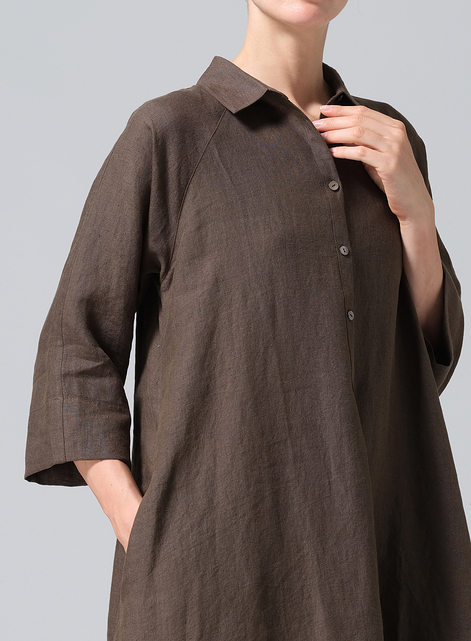 Linen A line Shirt Dress