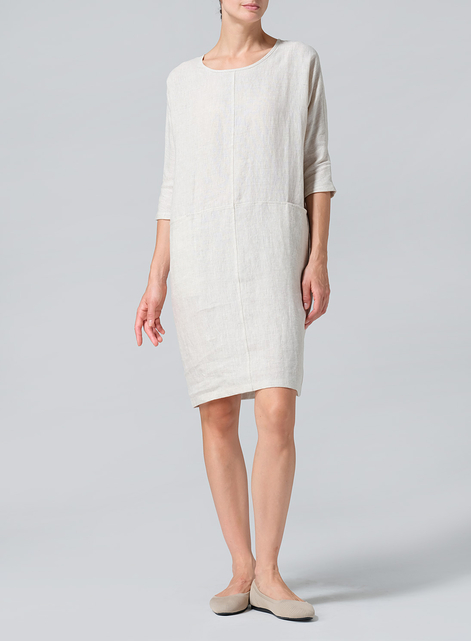 simple straight cut dress Linen Straight Cut Dress