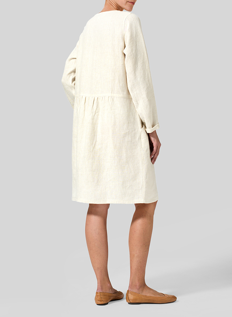 Linen Pleated-Waist Dress