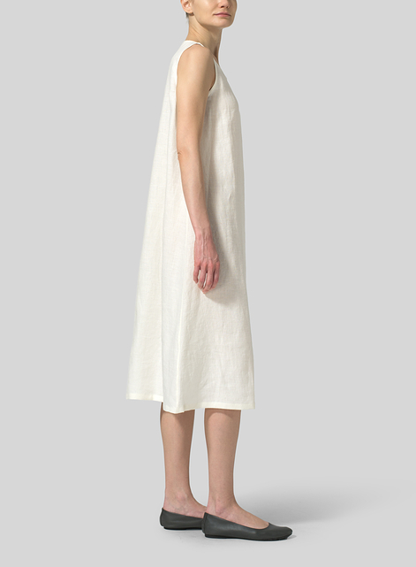 Linen Sleeveless Midi Dress
