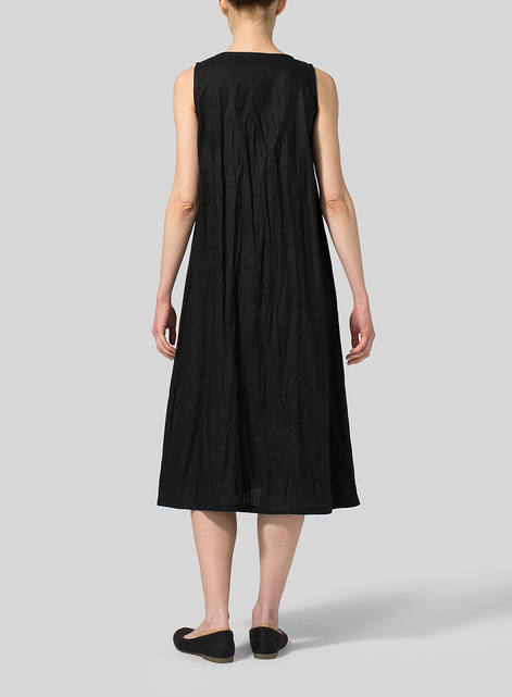 Linen Sleeveless Midi Dress