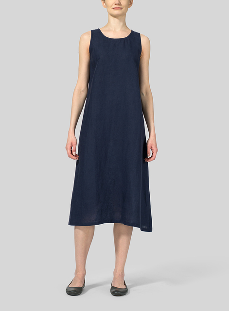 Linen Sleeveless Midi Dress