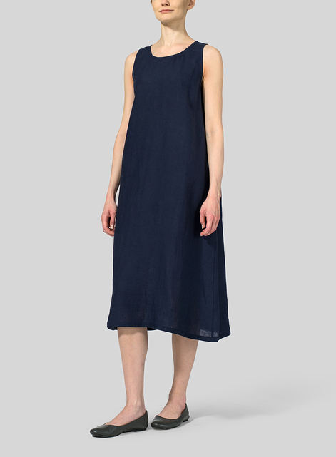Linen Sleeveless Midi Dress
