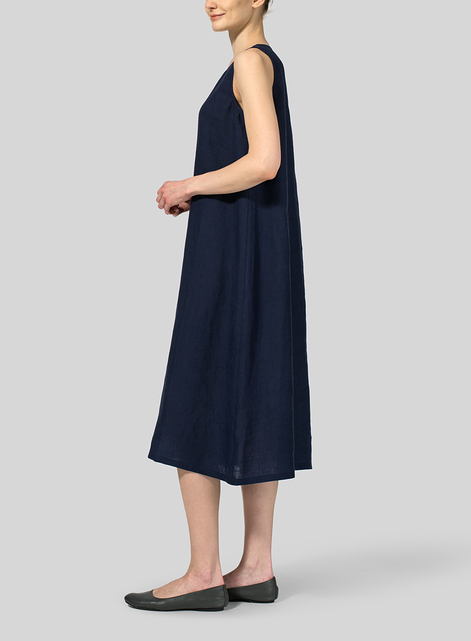 Linen Sleeveless Midi Dress