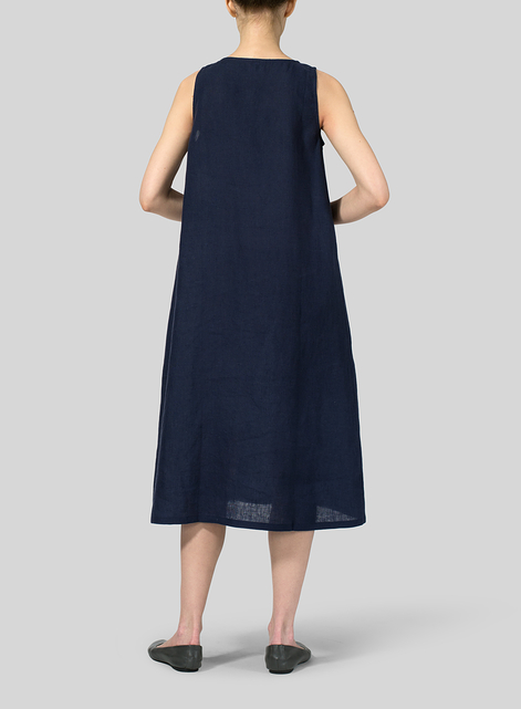 Linen Sleeveless Midi Dress