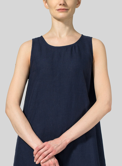 Linen Sleeveless Midi Dress