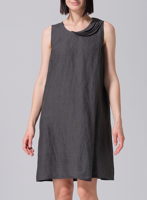 Linen Pleated A-Line Dress