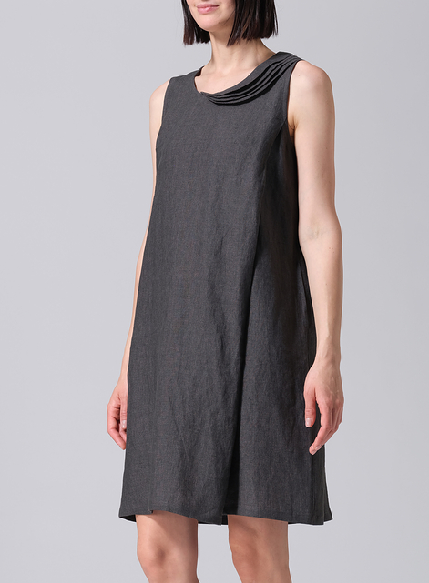 Linen Pleated A-Line Dress