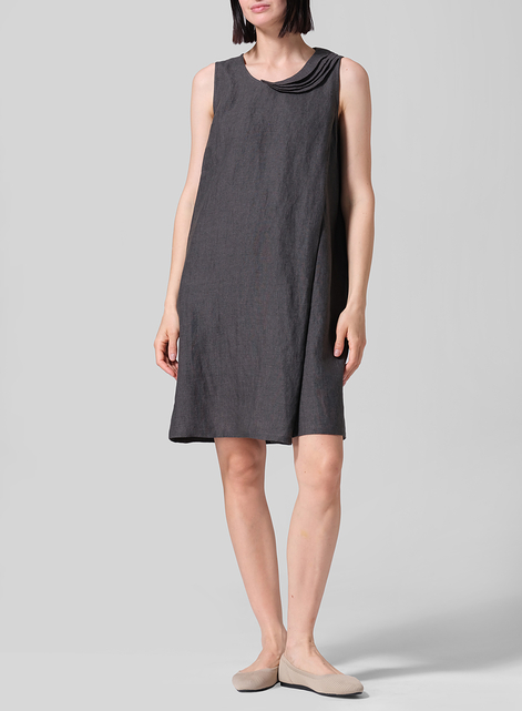 Linen Pleated A-Line Dress
