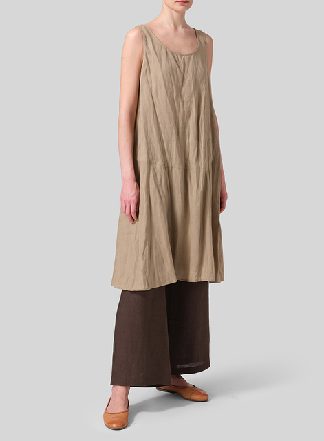 Linen A-line Scoop Neck Tunic