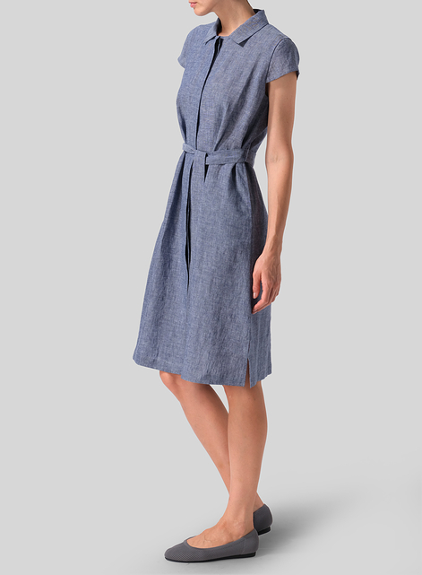 Linen Coat Dress with Tie