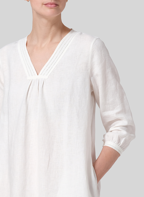 Linen A-line Embroidered Dress