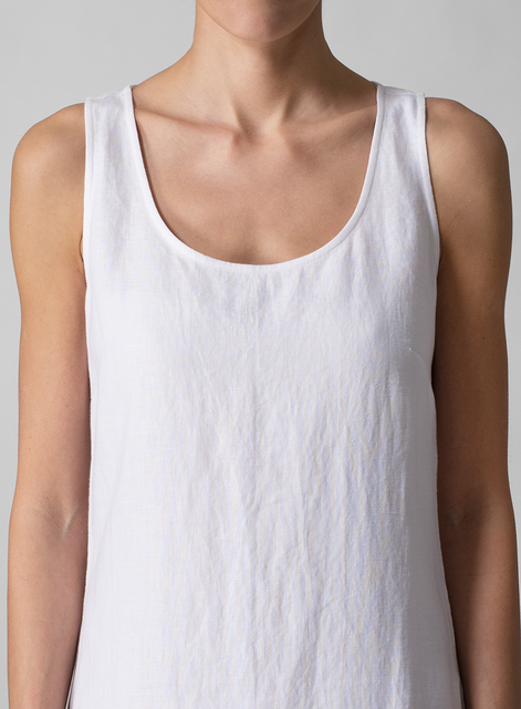 Linen Scoop Neck Sleeveless Long Dress