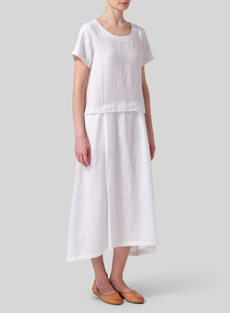 Linen Short Sleeves A-Line Dress