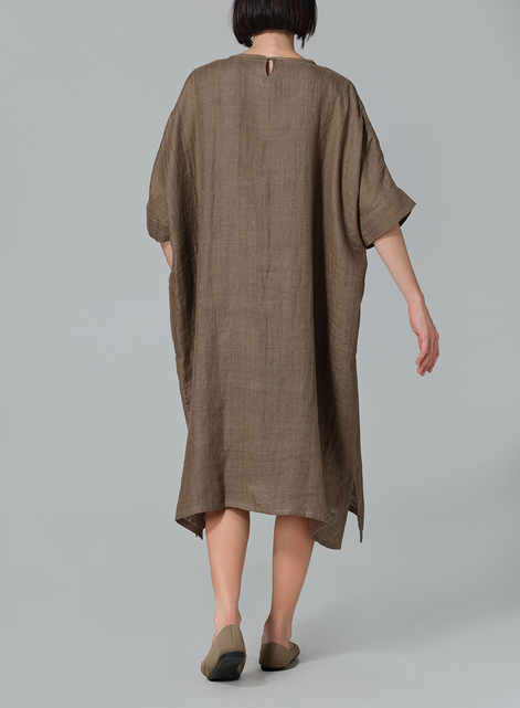 Medium Weight Linen Oversized Dolman Sleeve Dress