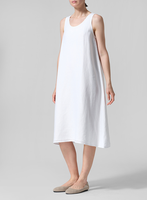 Linen Lining A-Shape Midi Dress