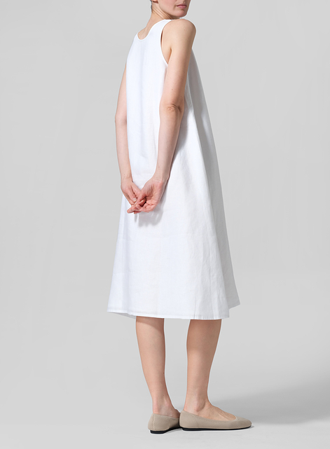 Linen Lining A-Shape Midi Dress