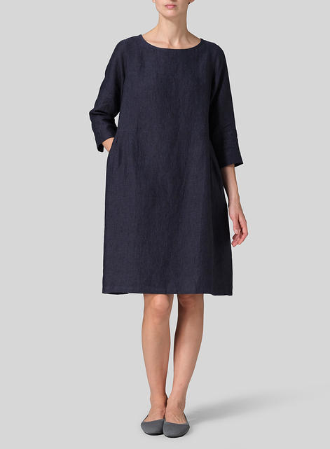 Linen Mid-Length Dress