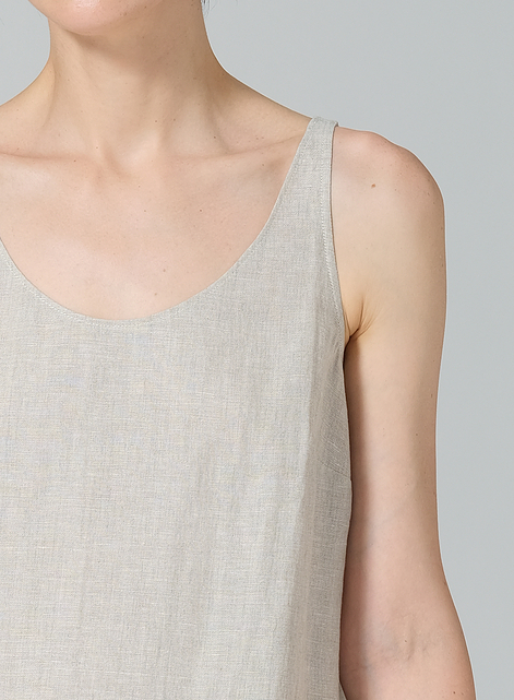 Linen A-line Cut Long Dress