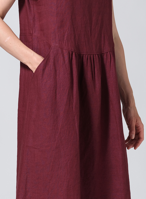 Linen Short Sleeve Midi Dress