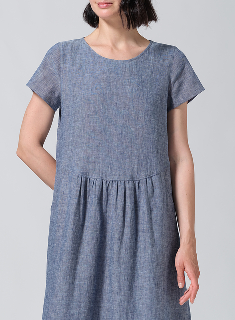 Linen Short Sleeve Midi Dress