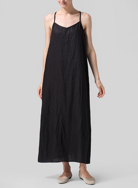Linen A-shape Slip-In Dress