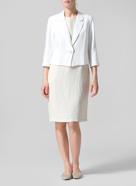 Linen Single Button Notch Lapel Blazer