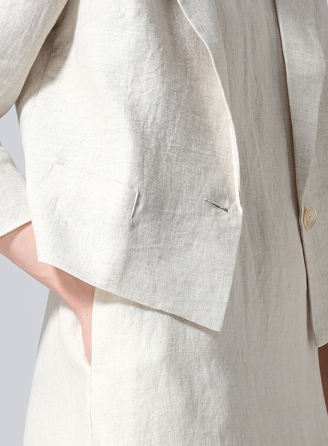 Linen Single Button Notch Lapel Blazer