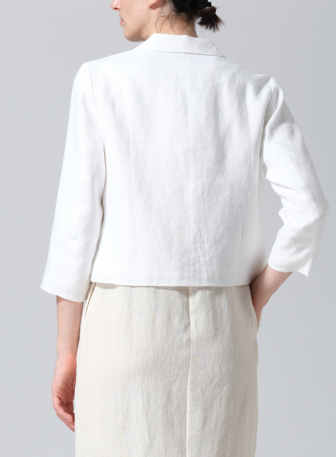 Linen Single Button Notch Lapel Blazer