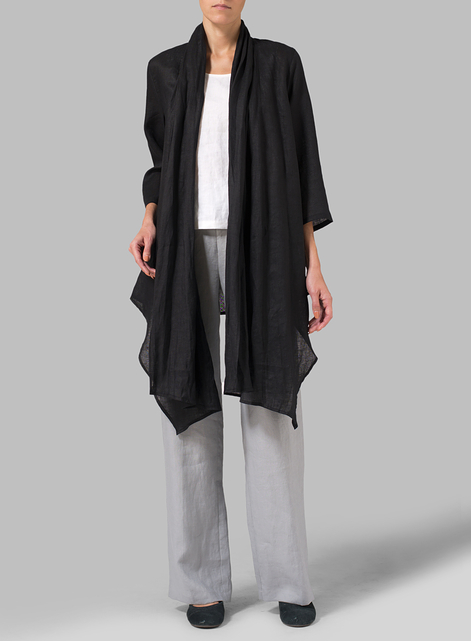Linen Long Shawl-Collar Over Jacket
