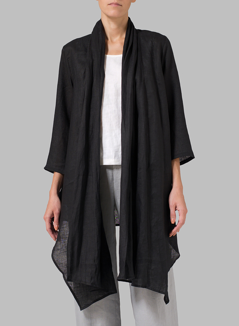 Linen Long Shawl-Collar Over Jacket