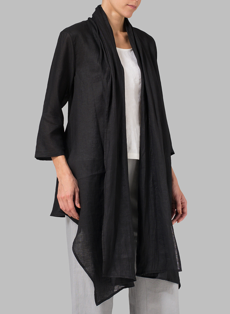 Linen Long Shawl-Collar Over Jacket