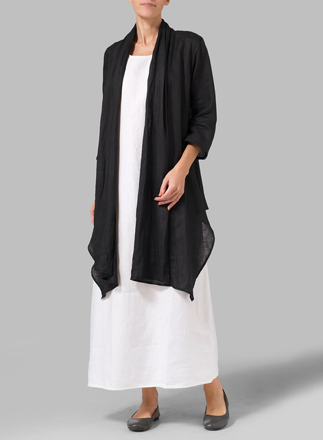 Linen Long Shawl-Collar Over Jacket
