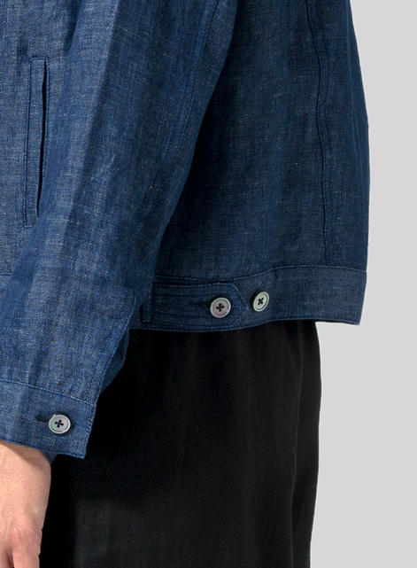 Linen Button Front Cropped Jacket