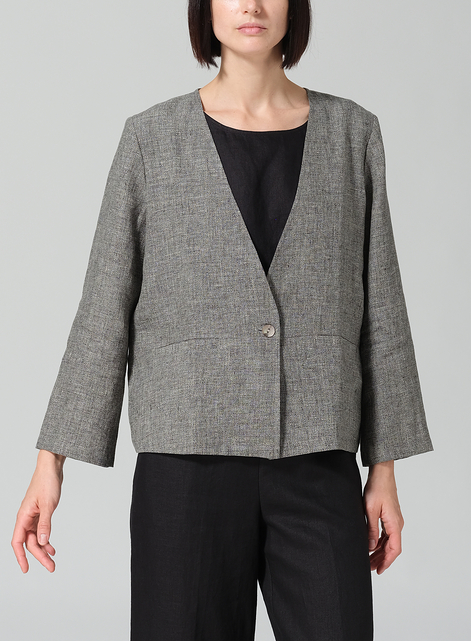 Linen Classic Single-Button Long Sleeves Jacket