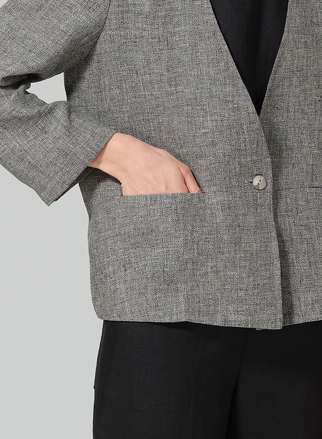 Linen Classic Single-Button Long Sleeves Jacket