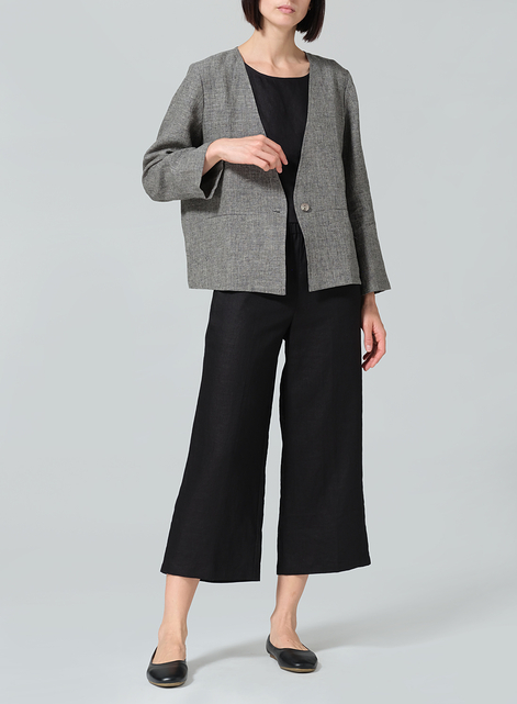 Linen Classic Single-Button Long Sleeves Jacket