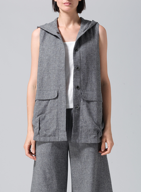 Linen Hooded Vest
