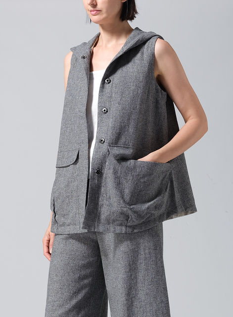 Linen Hooded Vest