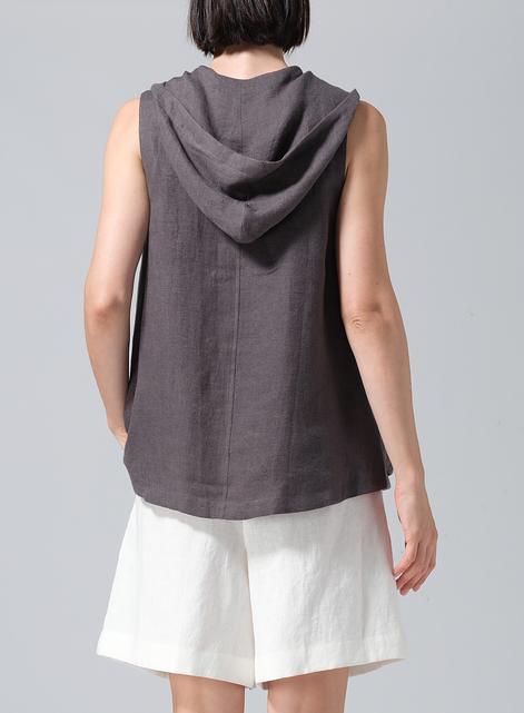 Linen Hooded Lightweight Vest
